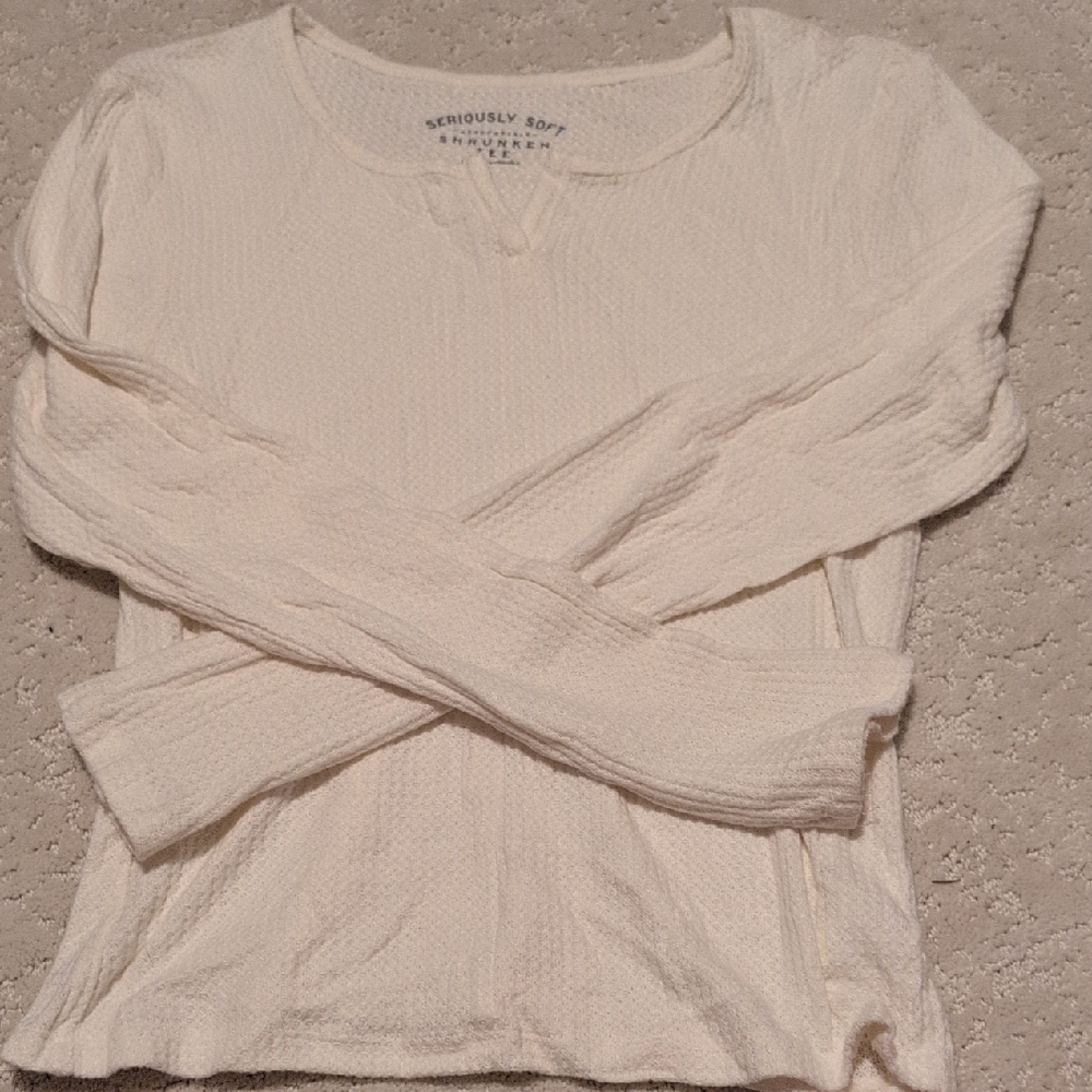 Aeropostale Cream Long Sleeve Tee